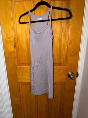 SKIMS Ribbed Mini Dress in Light Lavender Gray